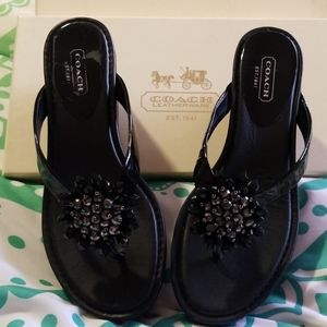 Coach Womens Norice patent leather black  sandels